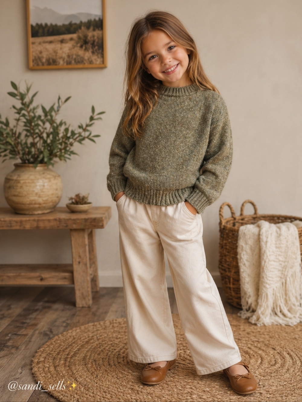 Sonoma Olive Crewneck Knit Sweater